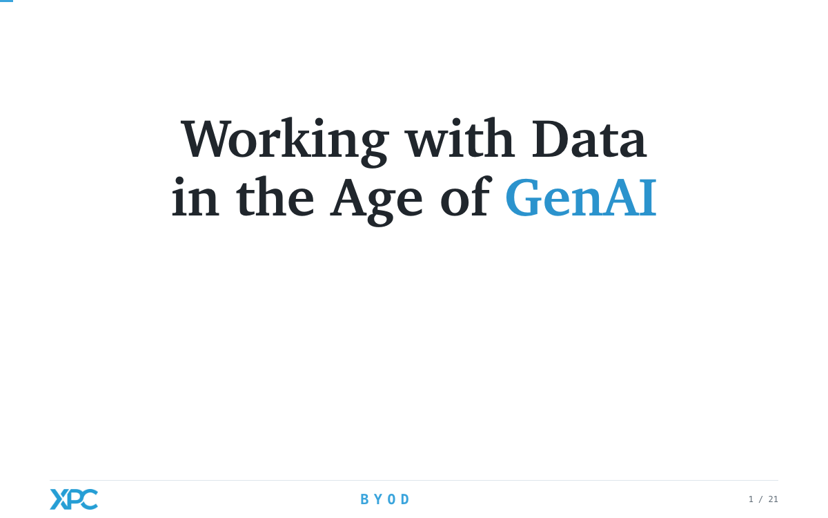 Screenshot of Working with Data in the Age of GenAI deck